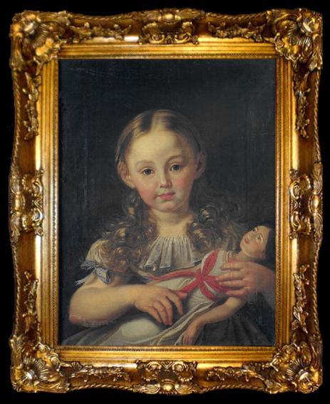framed  unknow artist Girl with a doll,, ta009-2